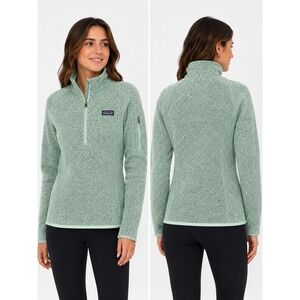 Patagonia Better Sweater 1/4 Zip Pullover Fleece Heathered Light Blue Green M